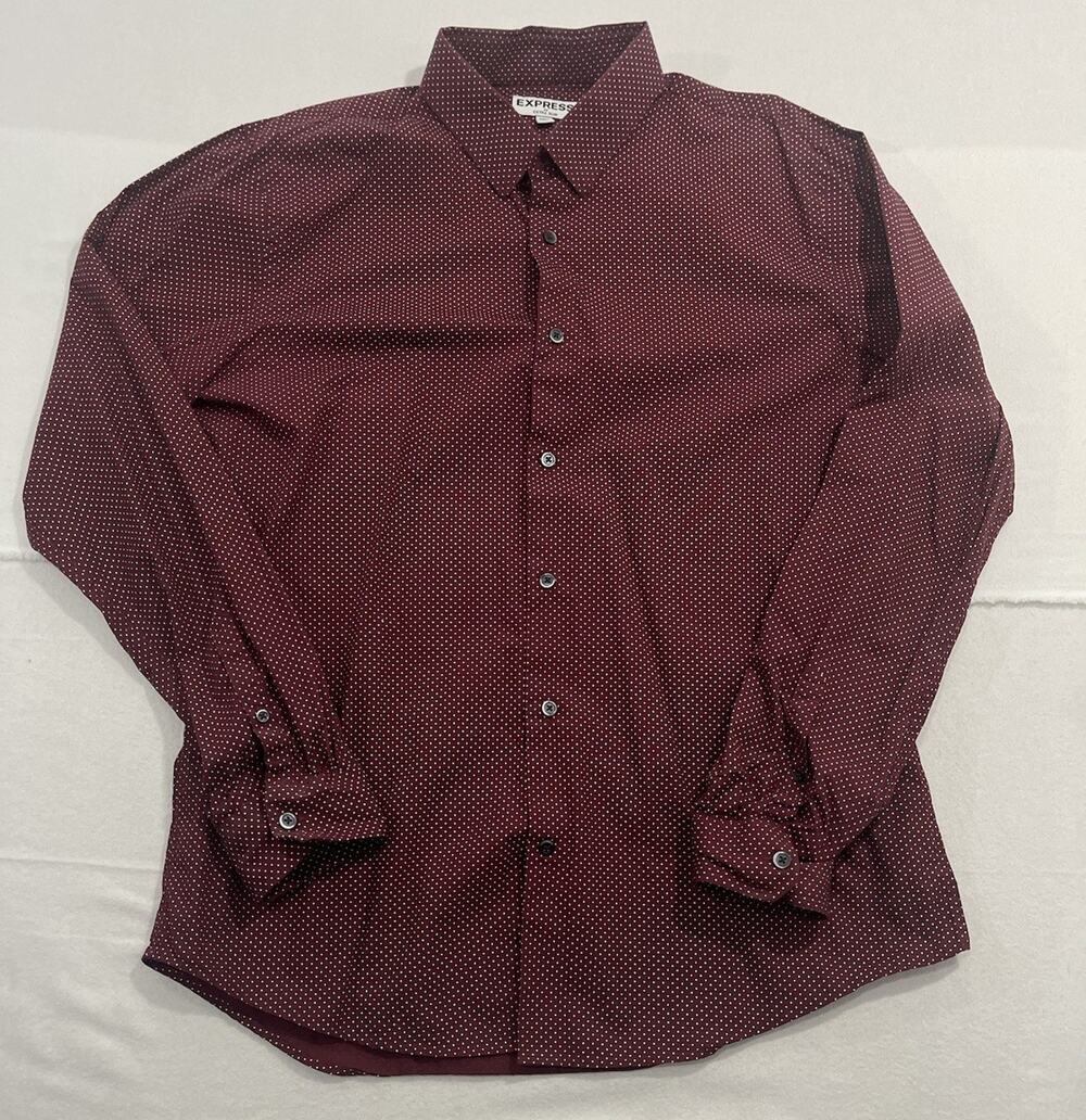 Express Men's Extra Slim Maroon Button Down Shirt Size XL (17-17.5)